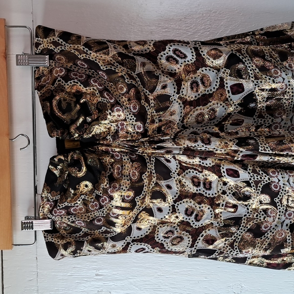 Nicole Miller Silk & Gold Lurex Strapless Mini Dress SZ 6 - Picture 3 of 16